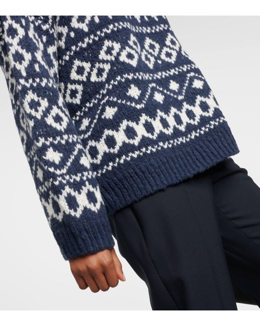 Vince Blue Fair Isle Wool-blend Sweater