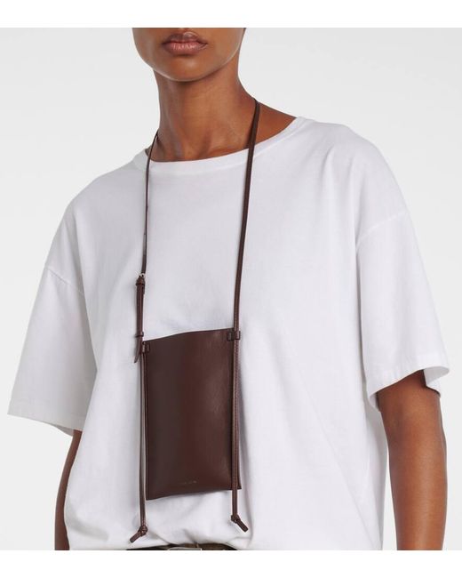 The Row Brown Camie Leather Pouch With Strap