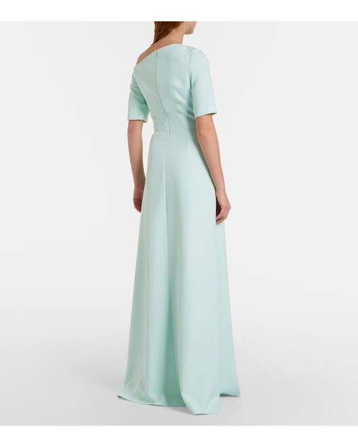Safiyaa White Stephanie Draped Crepe Gown