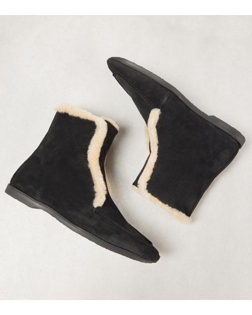 Totême Black Shearling-Lined Leather Ankle Boots