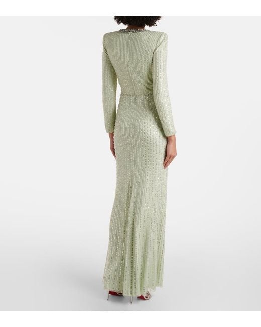Jenny Packham White Robe Macelline Mit Pailletten
