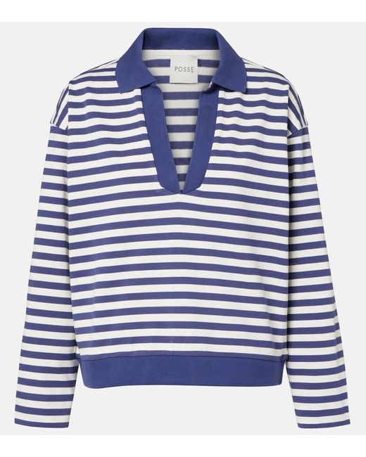 Posse Blue Haisley Striped Cotton Polo Shirt