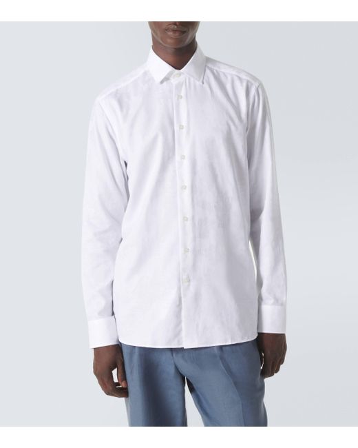 Etro White Paisley Jacquard Cotton Shirt for men