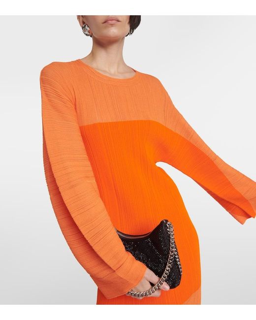 Stella McCartney Orange Plisse Midi Dress