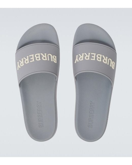 Burberry Gray Logo Slides for men