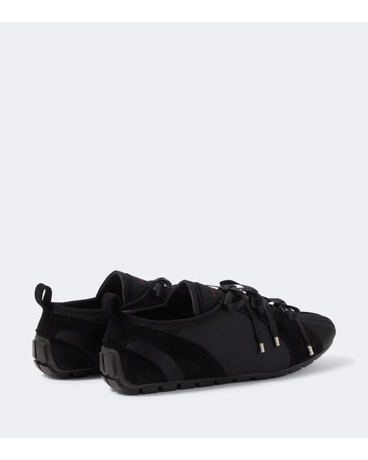 Simone Rocha Black Ballerina Grip Suede-Trimmed Satin Sneakers for men