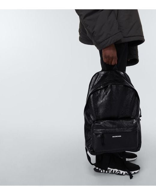 Balenciaga Black Leather Backpack for men