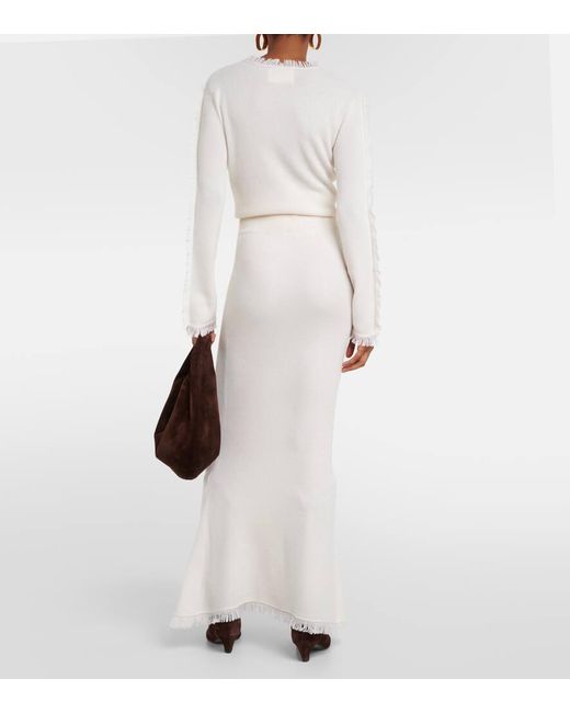 Lisa Yang White Sofia Knitted Cashmere Maxi Skirt