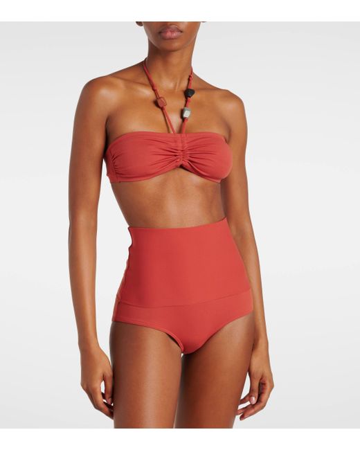 Eres Red Polaris Halterneck Beaded Bikini Top