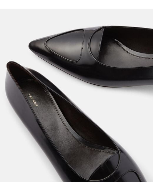 The Row Black Viv Leather Ballet Flats