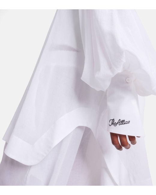 The Attico White Oversized Balloon-sleeve Cotton Shirt