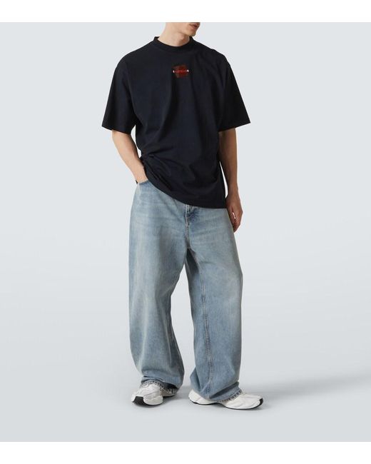 Balenciaga Blue Medium Fit Logo T-Shirt for men