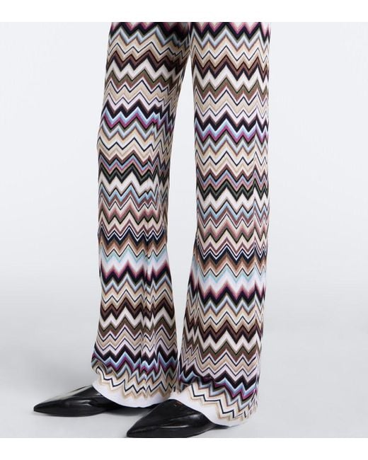 Missoni White Zigzag Knitted Wide-Leg Pants