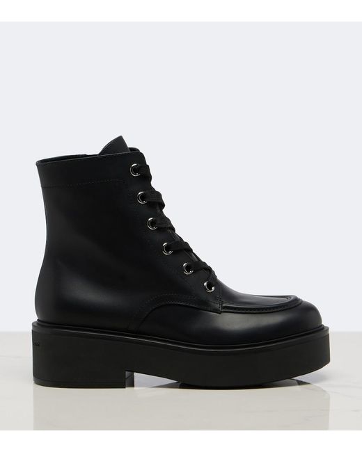 Gianvito Rossi Black Leather Lace-Up Boots