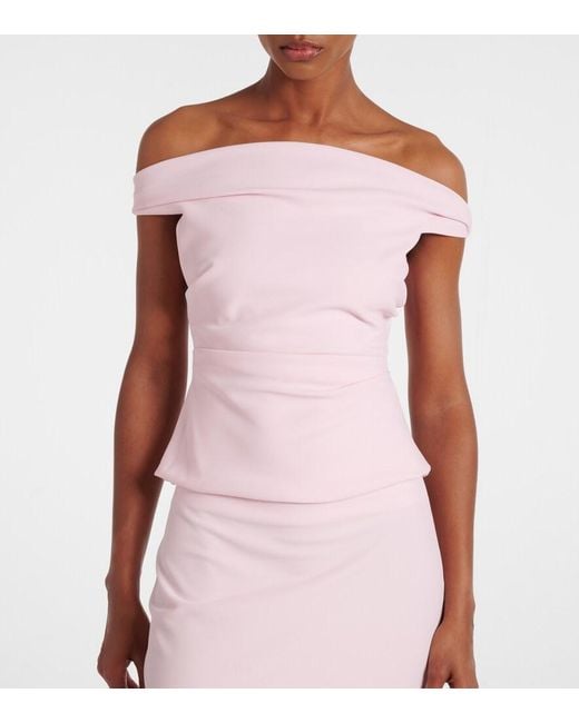 The Sei Pink Draped Off-Shoulder Crepe Corset