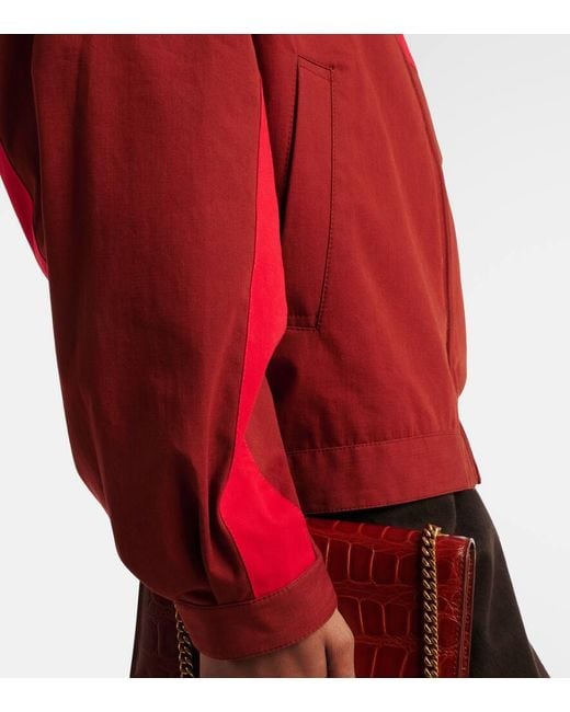 Saint Laurent Red Logo Cotton Blouson Jacket