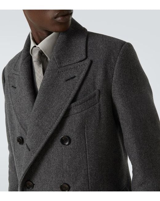 Cappotto Doppiopetto di Tom Ford in Black da Uomo