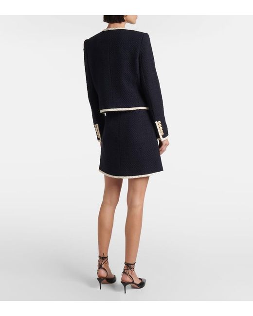 Veronica Beard Blue Mabel Cropped Tweed Jacket