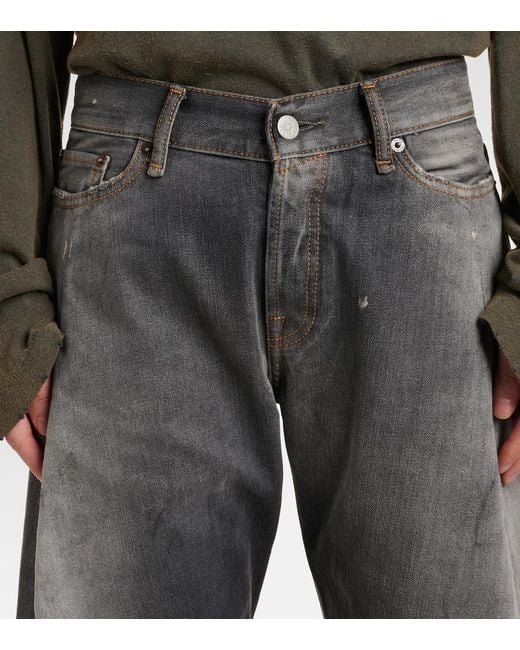 Acne Gray 2006F Distressed Low-Rise Wide-Leg Jeans