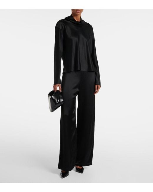 Leset Black Barb High-Rise Wide-Leg Pants