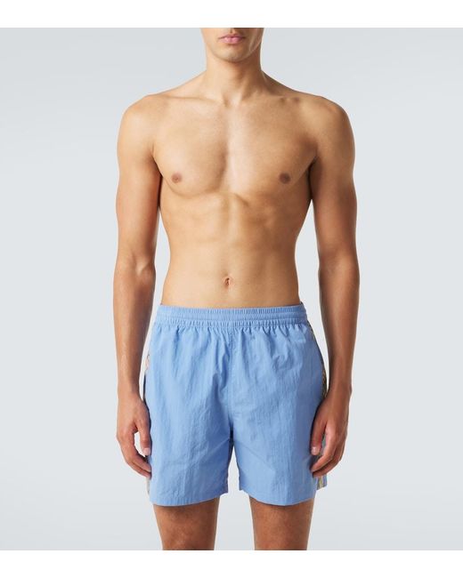 Burberry Blue Check Swim Trunks for men