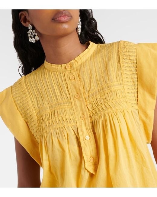 Vestido corto Leazali de algodon Isabel Marant de color Yellow