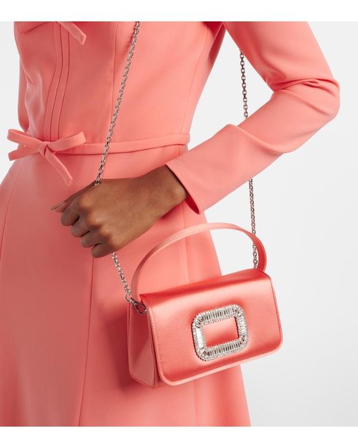 Roger Vivier Red Pilgrim Micro Satin Clutch