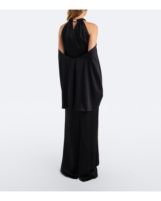 Stella McCartney Black Caped Satin Halterneck Gown