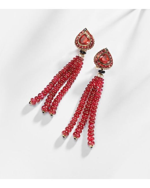 Marina B Red Lupa 18Kt Drop Earrings With Gemstones And Diamonds