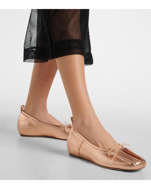 Simone Rocha Pink Classic Pleated Leather Ballet Flats