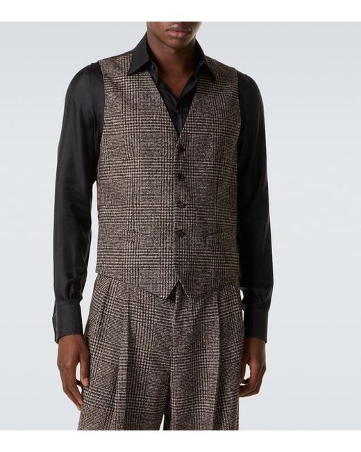 Dolce & Gabbana Brown Checked Pattern Vest for men