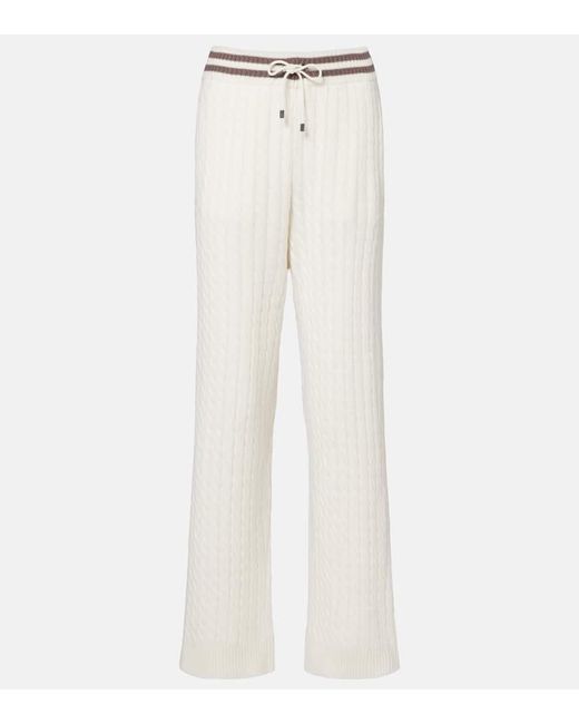 Brunello Cucinelli White Weite Hose Aus Kaschmir