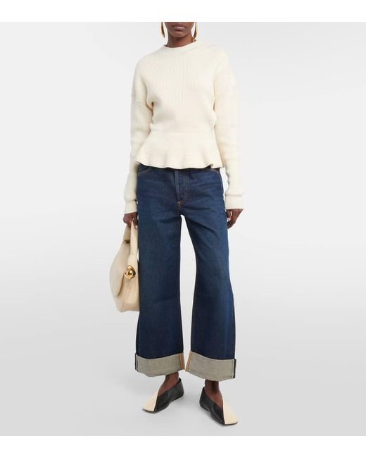 Citizens of Humanity Blue Mid-Rise Wide-Leg Jeans Ayla