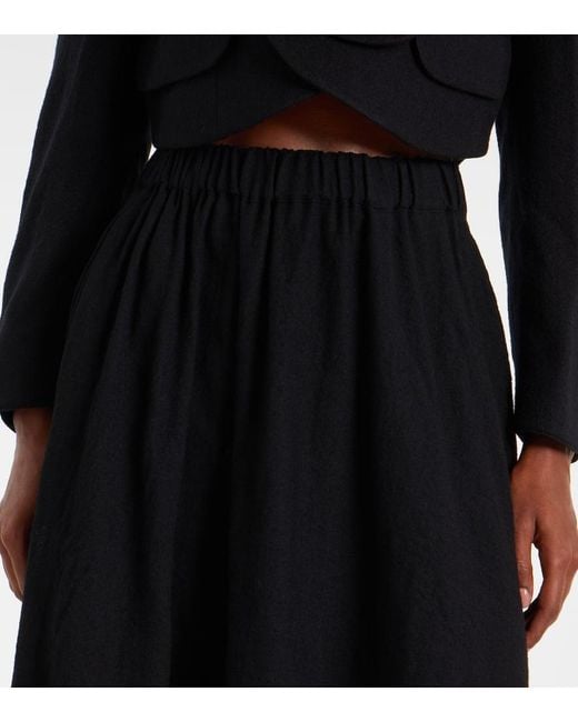 Falda Midi En Mezcla De Lana Noir Kei Ninomiya de color Black