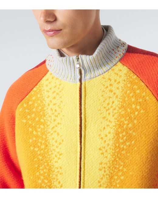 God's True Cashmere Orange Radiant Sun Cashmere Zip-Up Sweater for men