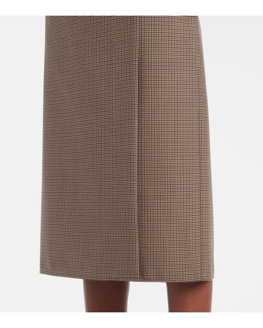 Stella McCartney Brown Houndstooth Wool Pencil Skirt