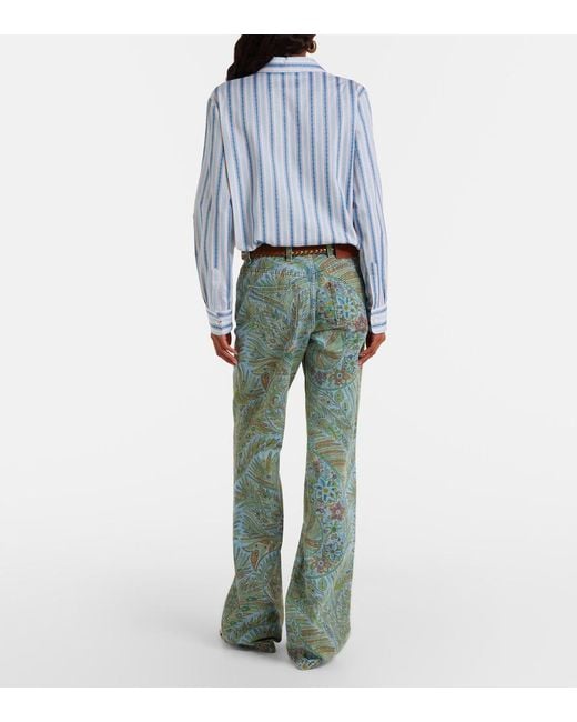 Etro Green Paisley Flared Jeans