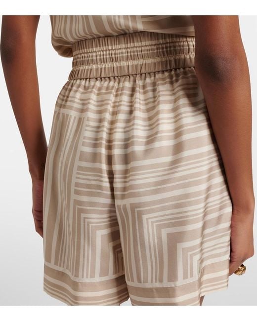 Joseph Natural Laven Checked Silk Shorts