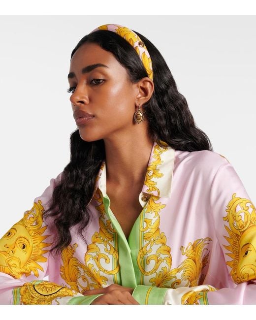 Versace Yellow Printed Silk Headband