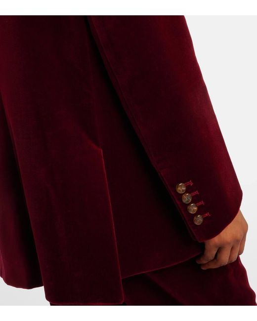 Blazé Milano Red Everynight Double-Breasted Cotton Velvet Blazer