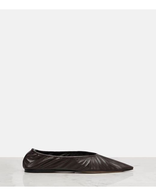 The Row Brown Liisa Leather Ballet Flats