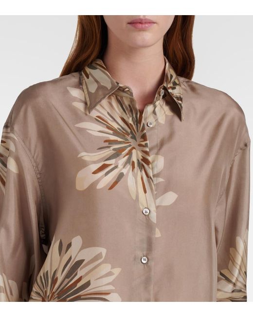 Brunello Cucinelli Natural Floral Silk Shirt