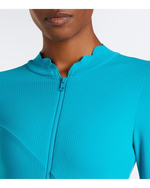 Marysia Swim Blue North Sea Scalloped Rashguard Swimsuit
