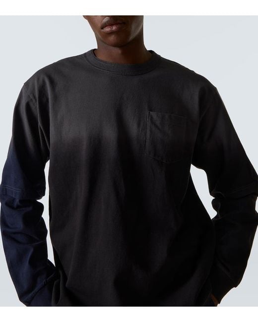 Sacai Black Dyed Cotton Sweatshirt for men