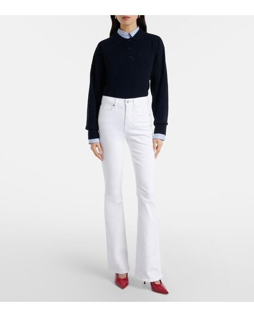 Veronica Beard White Beverly High-Rise Flared Jeans