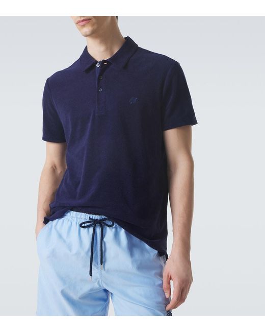 Vilebrequin Blue Cotton-Blend Terry Polo Shirt for men