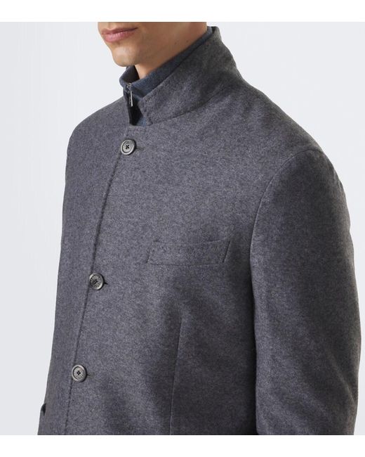 Fedeli Gray Cashmere Blazer for men