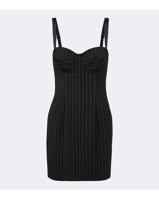 Dolce & Gabbana Black Pinstriped Wool And Silk-Blend Bustier Dress