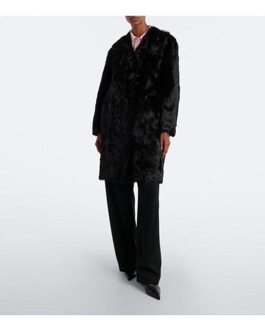 Jil Sander Black Shearling Coat