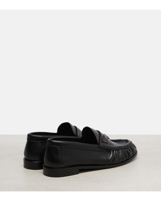 Saint Laurent Black Le Loafer Leather Penny Loafers